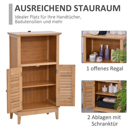 Bambus-Badezimmerschrank mit offenem Regal, 50x25,5x92cm