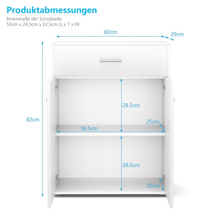 Badezimmerschrank mit Tür und Schublade, 60x29x82 cm