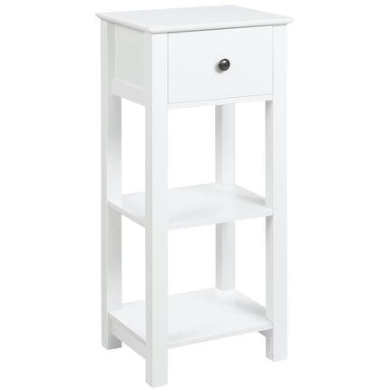 Weißer Badezimmerschrank, Schublade und Ablagen, kippsicher, 40x31,5x90 cm