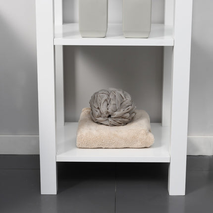 Weißer Badezimmerschrank, Schublade und Ablagen, kippsicher, 40x31,5x90 cm