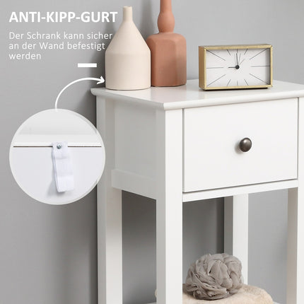 Weißer Badezimmerschrank, Schublade und Ablagen, kippsicher, 40x31,5x90 cm
