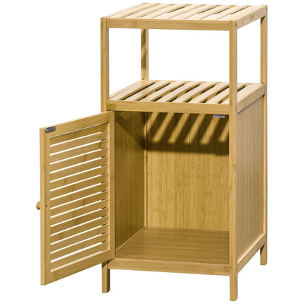 Bambus-Badezimmerschrank, offenes Regal, Kippschutz