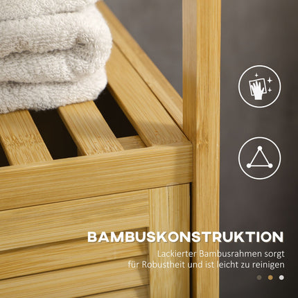 Bambus-Badezimmerschrank, offenes Regal, Kippschutz
