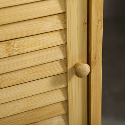 Bambus-Badezimmerschrank, offenes Regal, Kippschutz