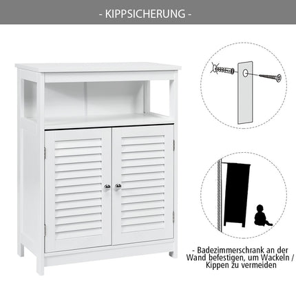 Badezimmerschrank, Badezimmerschrank aus Holz, Aufbewahrungsschrank für Badezimmer, 60 x 30,5 x 80 cm, Weiß