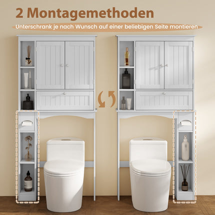Badezimmerschrank mit 3 Türen und verstellbaren Einlegeböden, Weiß