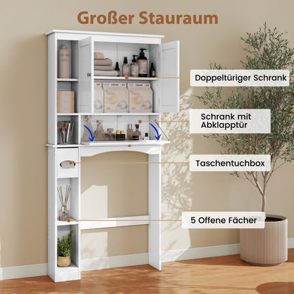 Badezimmerschrank mit 3 Türen und verstellbaren Einlegeböden, Weiß