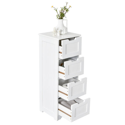 Badezimmerschrank mit 4 Schubladen, Weiß, 30x30x83 cm