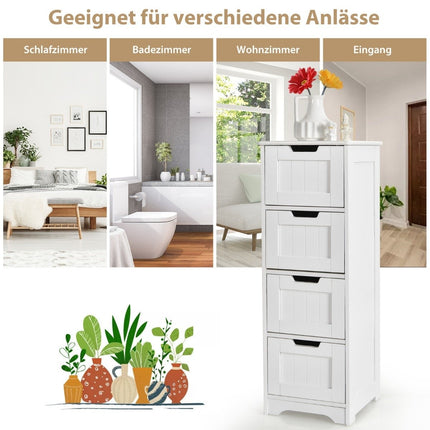 Badezimmerschrank mit 4 Schubladen, Weiß, 30x30x83 cm