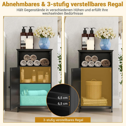 Bathroom Cabinet with Adjustable Shelf, 40x30x70 cm, Black
