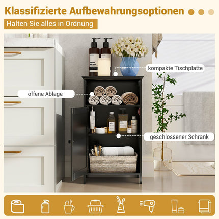Bathroom Cabinet with Adjustable Shelf, 40x30x70 cm, Black