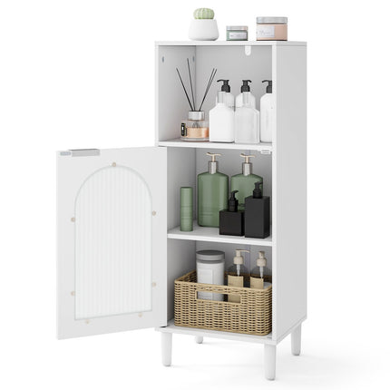 Bathroom Cabinet with Adjustable Shelf & Glass Door, White