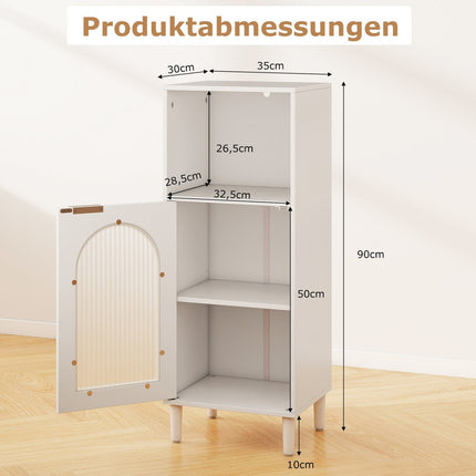 Bathroom Cabinet with Adjustable Shelf & Glass Door, White