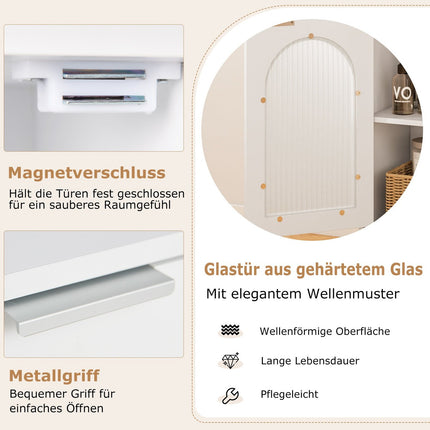Bathroom Cabinet with Adjustable Shelf & Glass Door, White