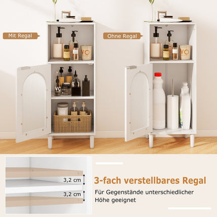 Bathroom Cabinet with Adjustable Shelf & Glass Door, White