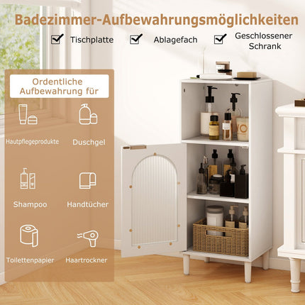 Bathroom Cabinet with Adjustable Shelf & Glass Door, White