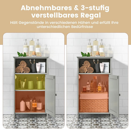 Badezimmerschrank mit verstellbarem Regal, graues MDF