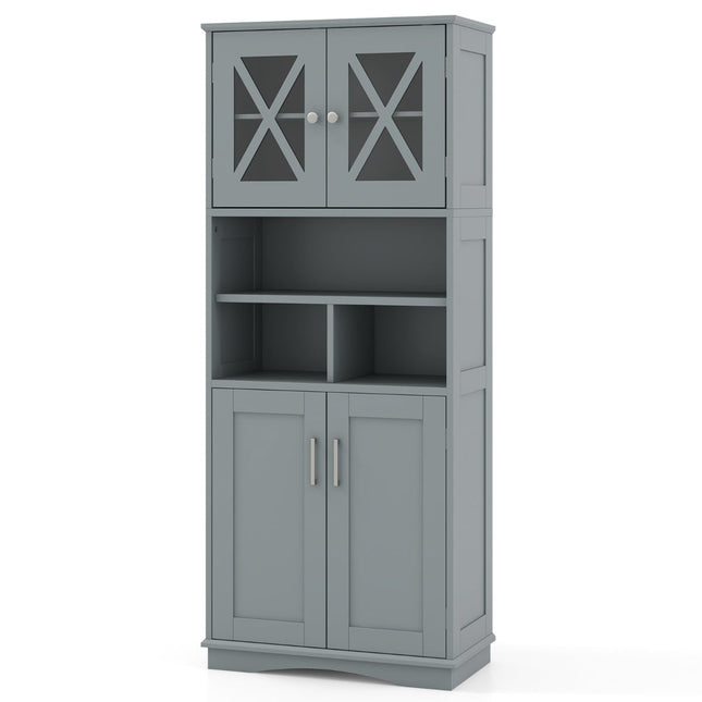 Badezimmerschrank mit verstellbaren Einlegeböden, Grau MDF