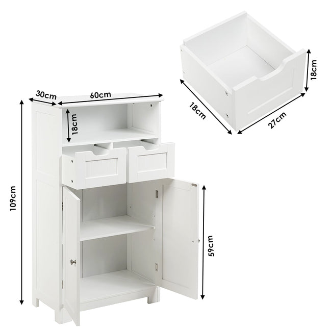 Badezimmerschrank mit verstellbaren Einlegeböden, weißes MDF, 3 Ebenen