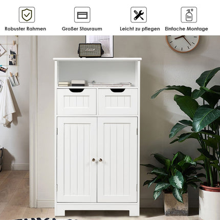 Badezimmerschrank mit verstellbaren Einlegeböden, weißes MDF, 3 Ebenen