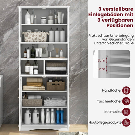 Badezimmerschrank mit verstellbaren Einlegeböden, weißes MDF