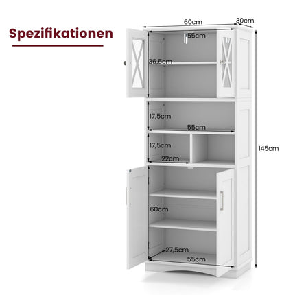 Badezimmerschrank mit verstellbaren Einlegeböden, weißes MDF