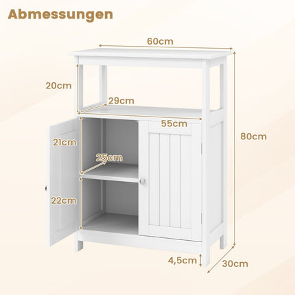 Bathroom Cabinet with Double Doors & Adjustable Shelf