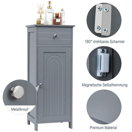 Badezimmerschrank mit Schublade & verstellbaren Einlegeböden, Grau