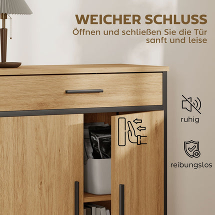 Badezimmerschrank mit Schublade und verstellbaren Einlegeböden, Eichefarben