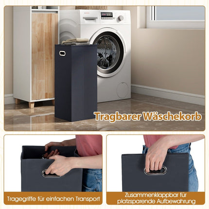 Badezimmerschrank mit Wäschekorb & 2 offenen Ablagen