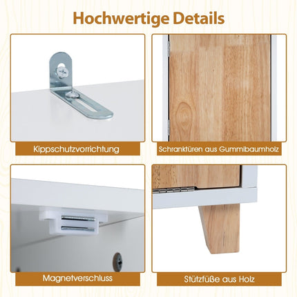 Badezimmerschrank mit Wäschekorb & 2 offenen Ablagen