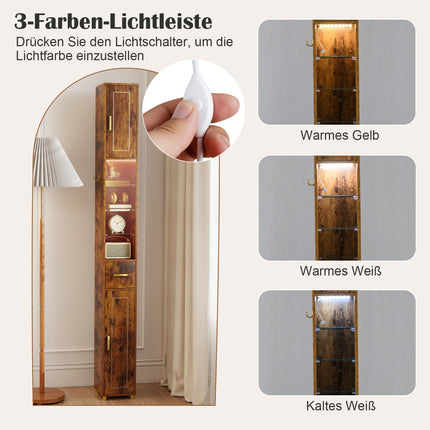 Badezimmerschrank mit Beleuchtung, Schublade und Glasablagen