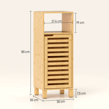 Bathroom Cabinet with Open Shelf, Bamboo, 30x30 cm