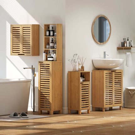 Bathroom Cabinet with Open Shelf, Bamboo, 30x30 cm
