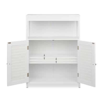 Bathroom Cabinet with Slatted Doors, White