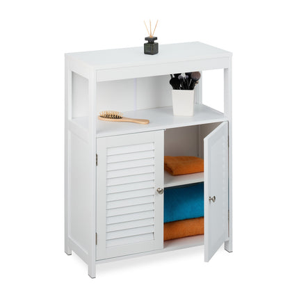 Bathroom Cabinet with Slatted Doors, White