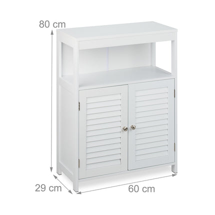 Bathroom Cabinet with Slatted Doors, White