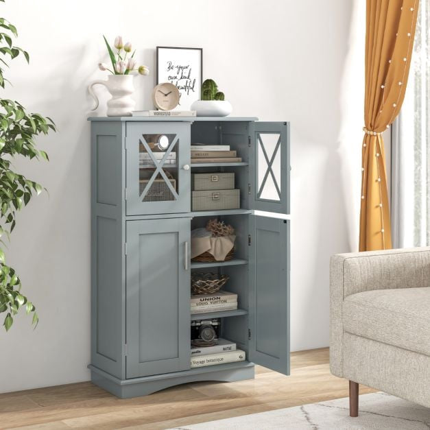 Badezimmerschrank, 4 Glastüren, verstellbare Einlegeböden