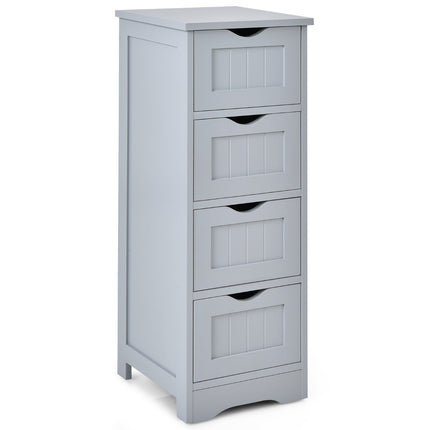 Badezimmer-Bodenschrank, 4 Schubladen, Kippschutz, Grau