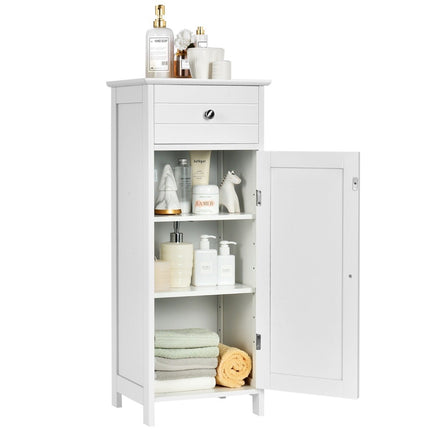 Bathroom Floor Cabinet Freestanding Cabinet with Drawer Bathroom Cabinet 35.6 x 30.5 x 88 cm White