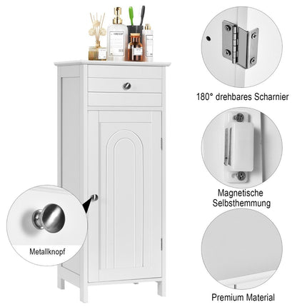 Bathroom Floor Cabinet Freestanding Cabinet with Drawer Bathroom Cabinet 35.6 x 30.5 x 88 cm White