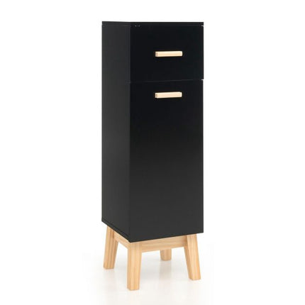Bathroom Floor Cabinet, Sliding Drawer, Adjustable Shelves, Black