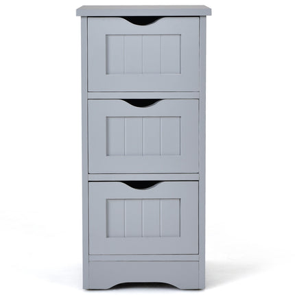 Bathroom Floor Cabinet, Slim 3-Drawer MDF, White