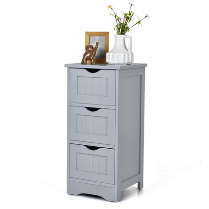 Bathroom Floor Cabinet, Slim 3-Drawer MDF, White