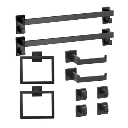 Bathroom Hardware Set, Matte Black, 10-Piece Stainless Steel