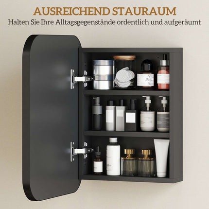 Badkamerspiegelkast met verstelbare planken, zwart, 40x10x51 cm