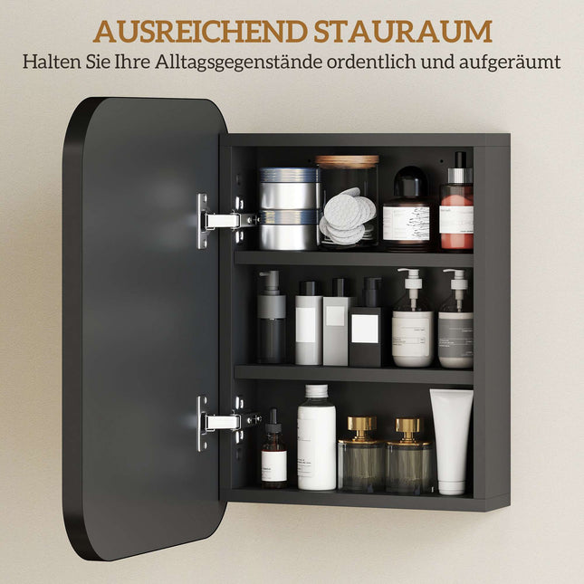 Badezimmerspiegelschrank, verstellbare Einlegeböden, Schwarz, 40x10x51 cm