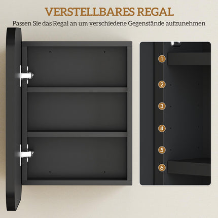 Badkamerspiegelkast met verstelbare planken, zwart, 40x10x51 cm