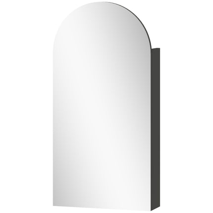 Bathroom Mirror Cabinet, Frameless Arch, Adjustable Shelves, Black