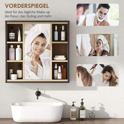 Badezimmerspiegelschrank, Eichendekor, Wandmontage, verstellbare Einlegeböden